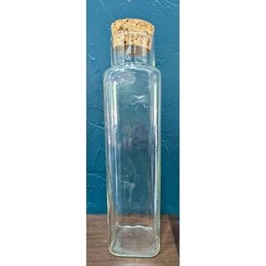 Vintage 70s Hammered Glass Storage/Apothecary Jar W/ Original Cork Stopper 13.5"